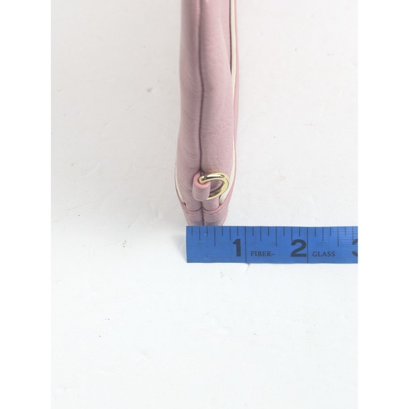 Ralph Lauren Pink Leather Wristlet Clutch Pouch RLL Logo Gold Zip Womens - Picture 14 of 14